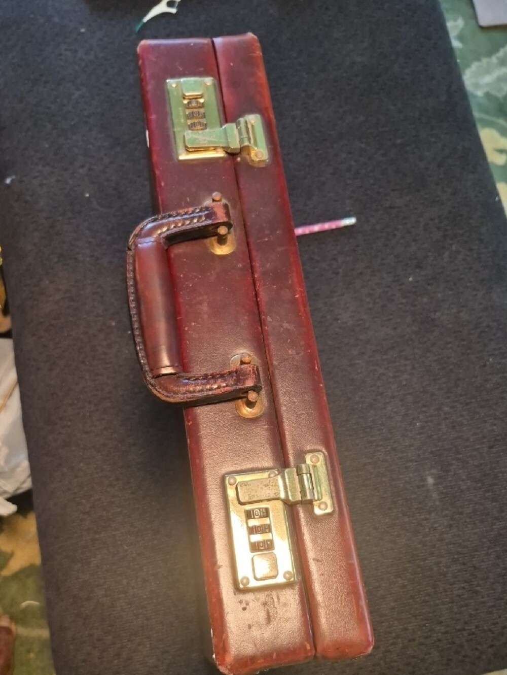 Classic Brown Leather Briefcase with Gold Hardware - Picture 6 of 15